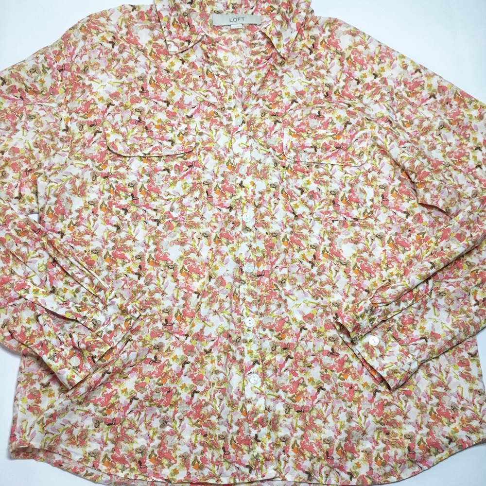 Loft Button Down Blouse Medium - image 4
